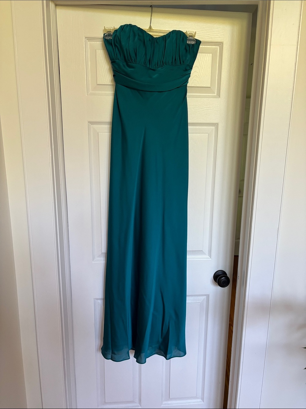 Strapless Davids Bridal Teal Evening Gown - Elegant Floor-Length Dress